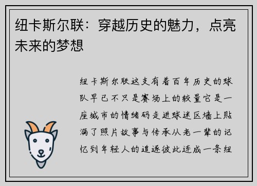 纽卡斯尔联：穿越历史的魅力，点亮未来的梦想